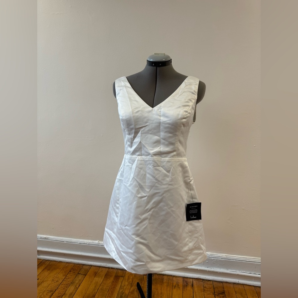 Charming Celebration White Taffeta Bow Mini Dress - Picture 6 of 8
